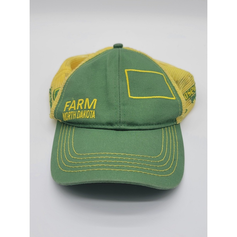 John Deere Trucker Hat Farm North Dakota Snapback Green Yellow Cap